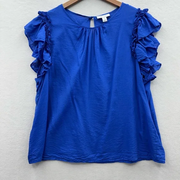 On 34th Women’s XL Blue Ruffled Sleeve Lightweight Top - Picture 1 of 6